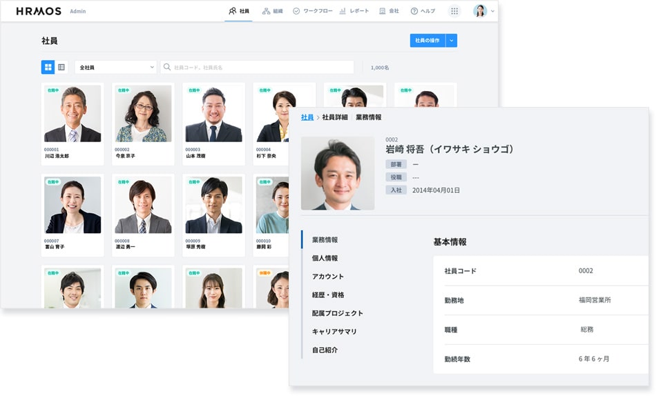 楯の川酒造がHRMOSタレントマネジメントで可視化している人材情報の一例