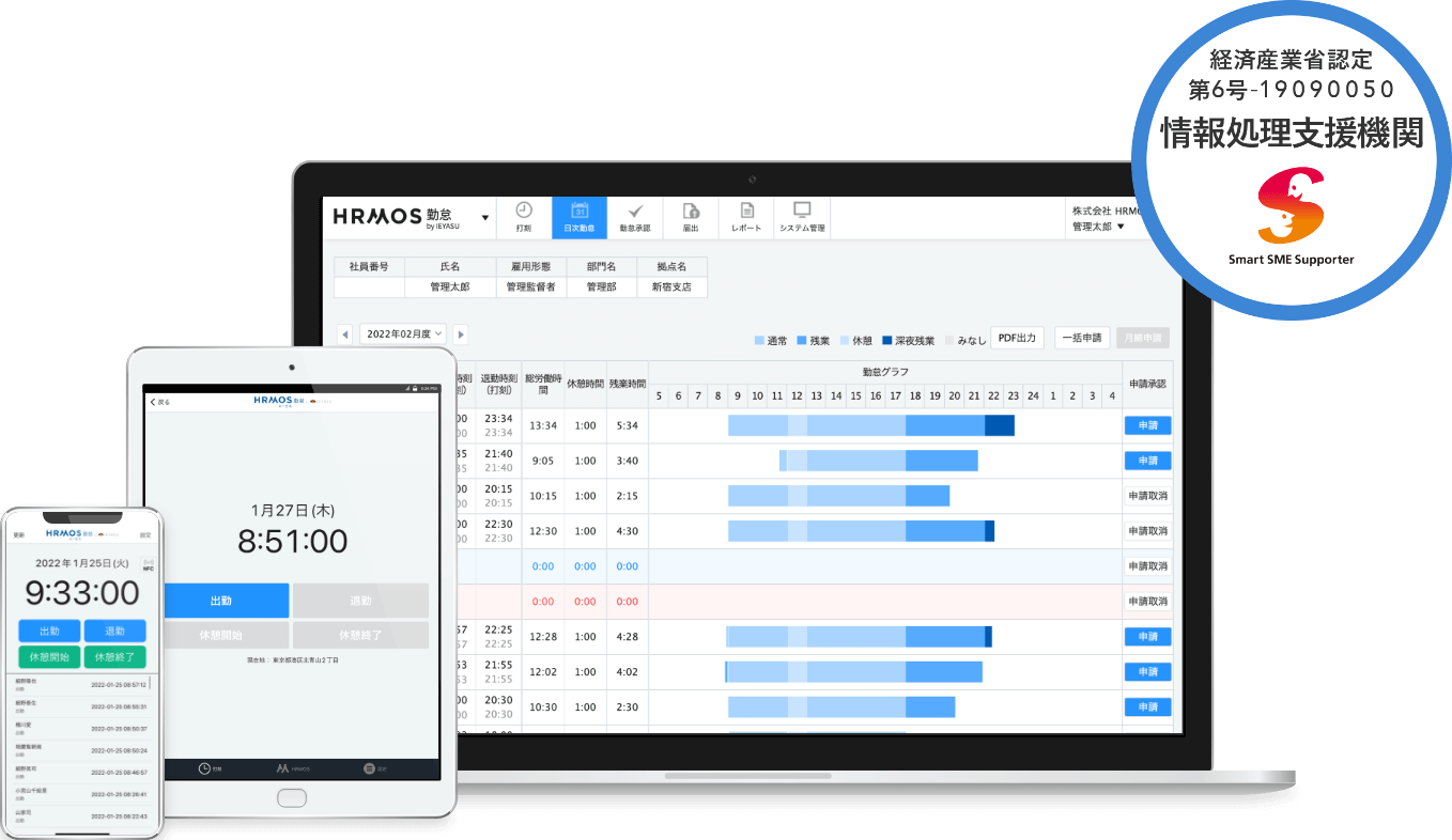 クラウド勤怠管理システム「HRMOS（ハーモス）勤怠」