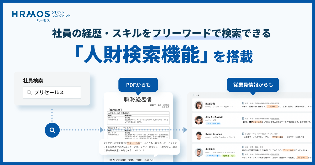 社員の経歴・スキルをフリーワードで検索できる「人財検索機能」の提供を開始